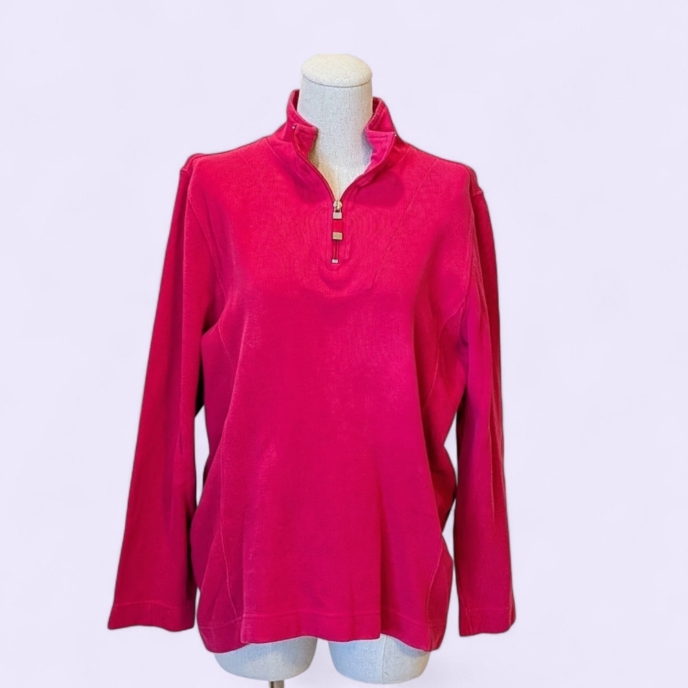 Talbots Long Sleeve Pink Quarter Zip Mockneck Knitted Pullover Athlesiure Cozy